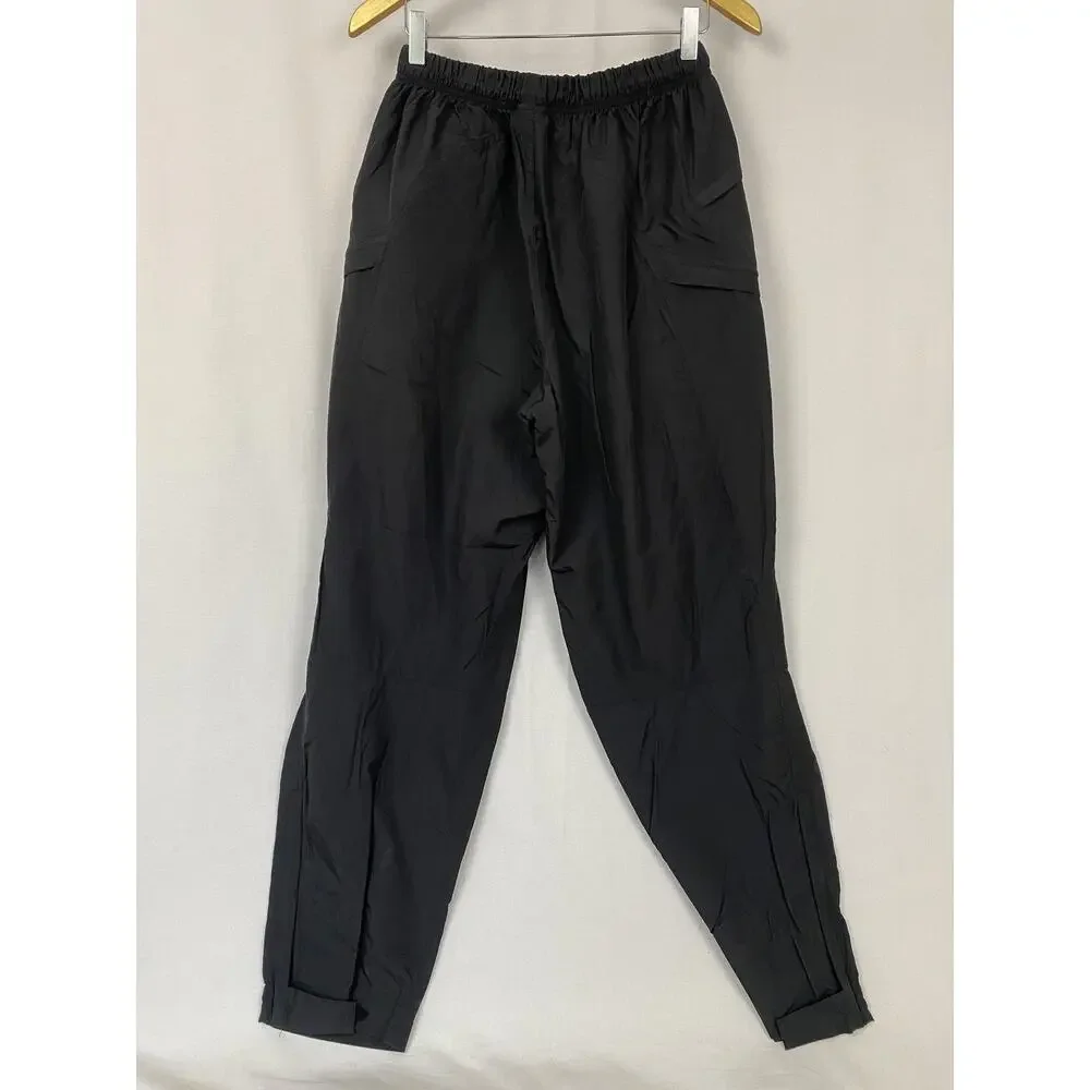 REI Windbreaker Pant Mens Large Black Nylon Hiking Elastic Waist Zip Pockets 32L